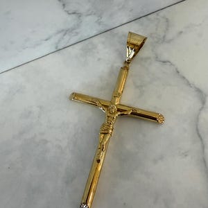 14k Solid Real Gold Cross Crucifix Necklace Religious Solid Gold Charm Pendant Charm Jewelry 14 karat Real Gold Cross For Mens and Women