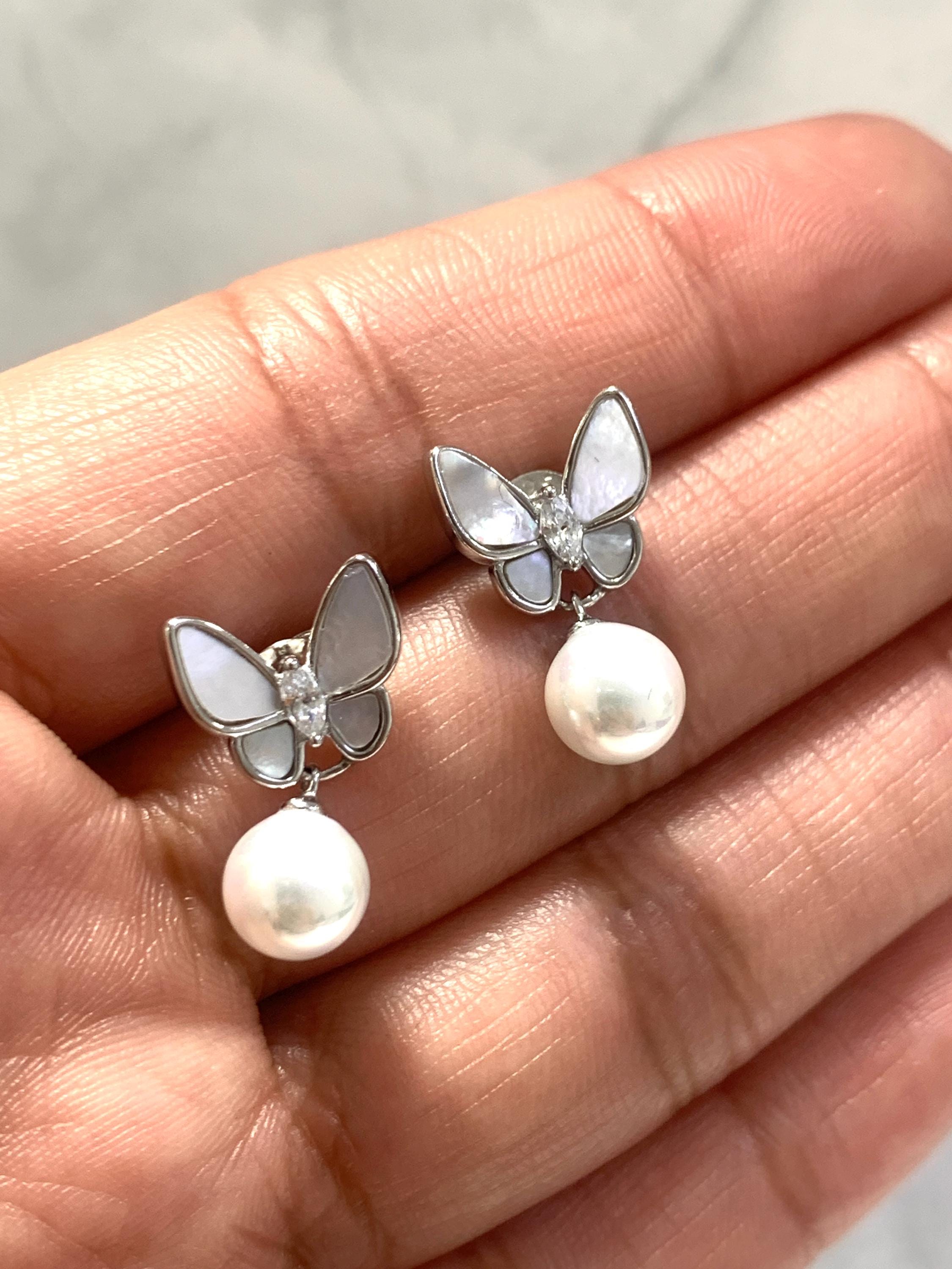 Orecchini in argento Sterling 925 a forma di farfalla con pietra