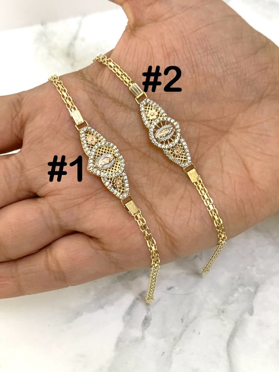 10K Yellow Gold Solid Gold Mother Mary Virgin Mary Religious 10 Karat Esclava Link Ladies Girls Bracelet 7 Inch Bracelet Gifts for Her Etsy UK