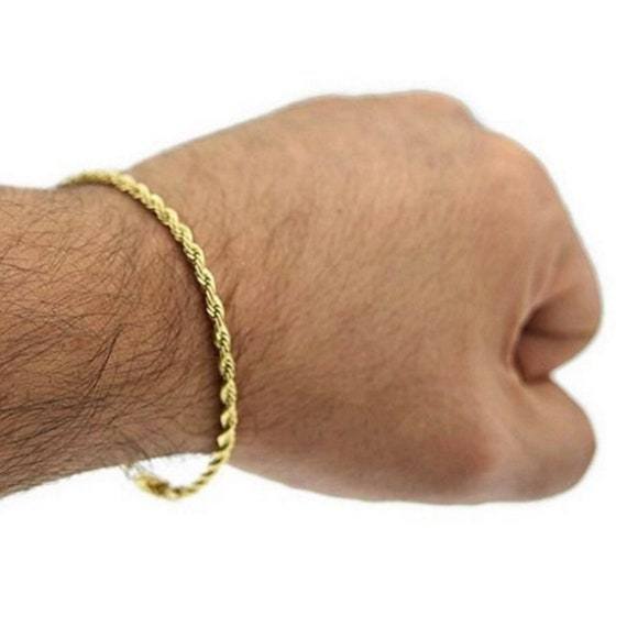 Real 10K Yellow Gold Diamond Cut Hollow Rope Bracelet / Anklet - Etsy