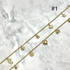 10K Real Solid Gold Ladies Fancy Charm Sea Shell Sea Horse Bracelet Girls Heart Sun Elephant Esclava 10 Karat Fancy Bracelet
