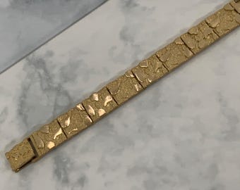 Men's Solid Real Yellow Gold 10k Hip Hop Mens Nugget Bracelet Heavy 10 Karat Gold 9mm Fathers Day Mens Jewelry Gift 8.5 Inches