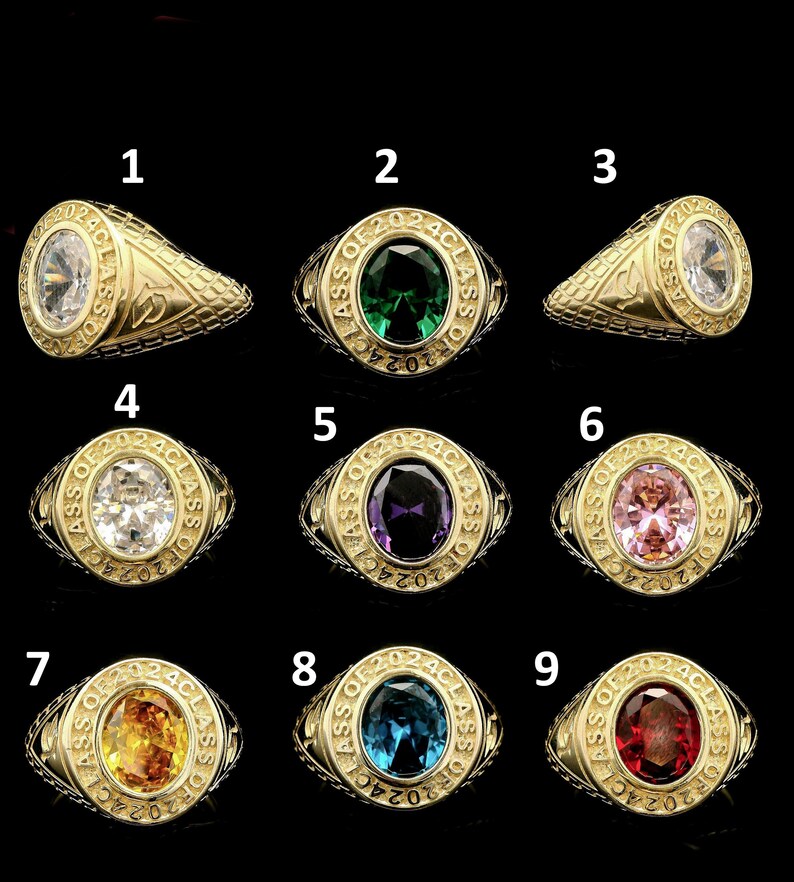 2024 Graduation Rings Class of 2024 Solid 10K Real Yellow Gold With