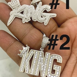 925 Sterling Silver King Crown Hip Hop Iced Pendant Charm Solid Italian Silver Heavy Pendant Charm Plata