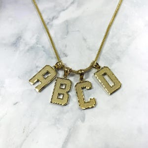 10K oro amarillo sólido diamante corte personalizado inicial carta colgante encanto A a Z cualquier alfabeto 10 quilates con collar Franco