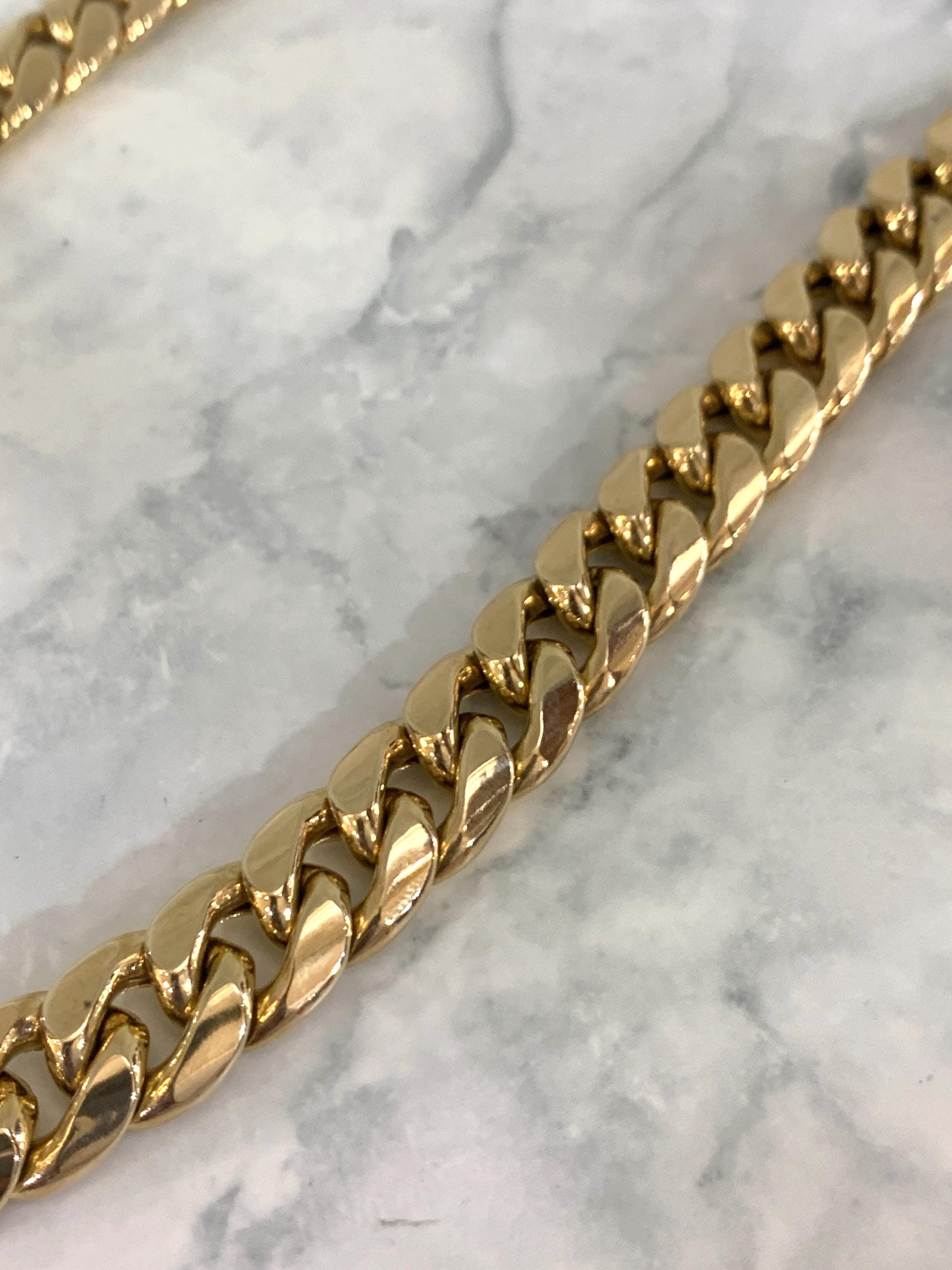 10k Solid Gold Miami Cuban Link Curb Chain With Box Lock Mens 