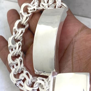 Pulsera pesada personalizada con eslabones chinos de plata esterlina italiana 925 con barra de corte de diamante personalizada para hombre de 17 mm