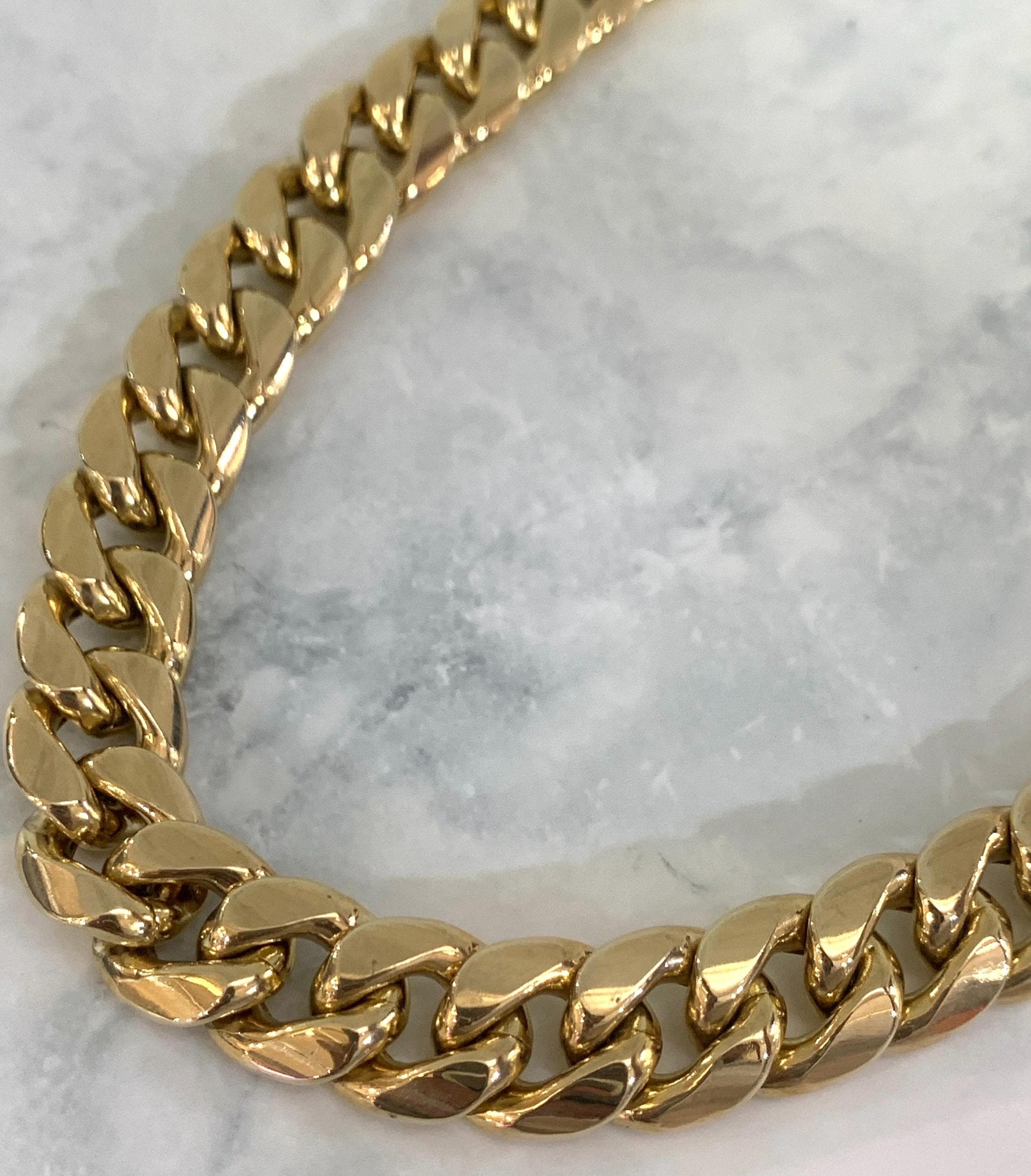 10k Solid Gold Miami Cuban Link Curb Chain With Box Lock Mens 