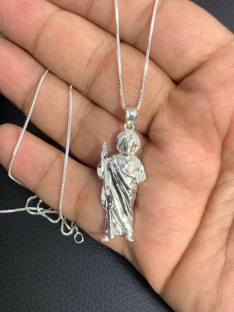 925 Sterling Silver St Jude Religious Solid Silver Medal Pendant Charm ...