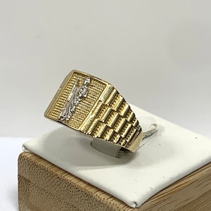 Mens Real Gold 10K Solid Yellow and White Gold 10 Karat Ring St Jude Saint Jude Ring Judas Catholic Religious Anillo  Mens Jewelry