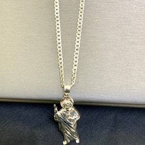 925 Sterling Silver St Jude Religious Solid Silver Medal Pendant Charm ...