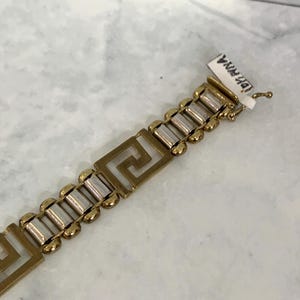 Men&#39;s Solid Real Yellow Gold 10k Hip Hop Greek Style Mens Fancy Links Bracelet Heavy 10 Karat Gold 12mm Fathers Day Jewelry Gift 8.5 Inches