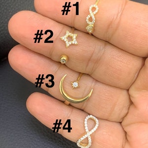 Womens Ring 10K Solid Yellow Gold Infinity Star Moon CZ Heart Ring for ...