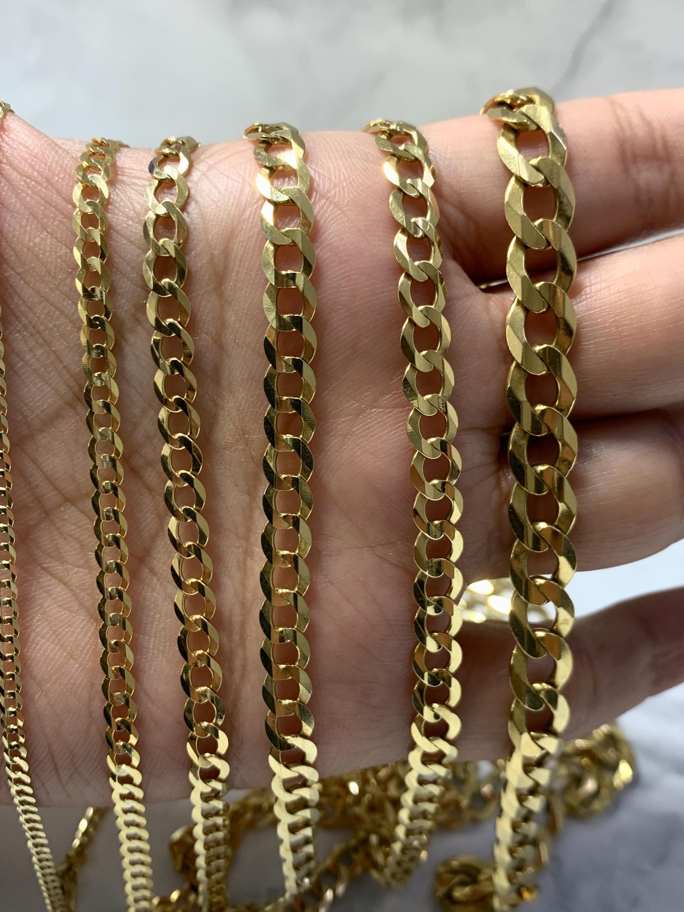 Anello Granato Oro Cavigliera Catena Cubana Concava In Ottone Placcata Oro 14K - Lunghezza 10 Pollici - Stile Hip Hop Cavigliera Maglia Cubana Oro Placcato - Foto 4