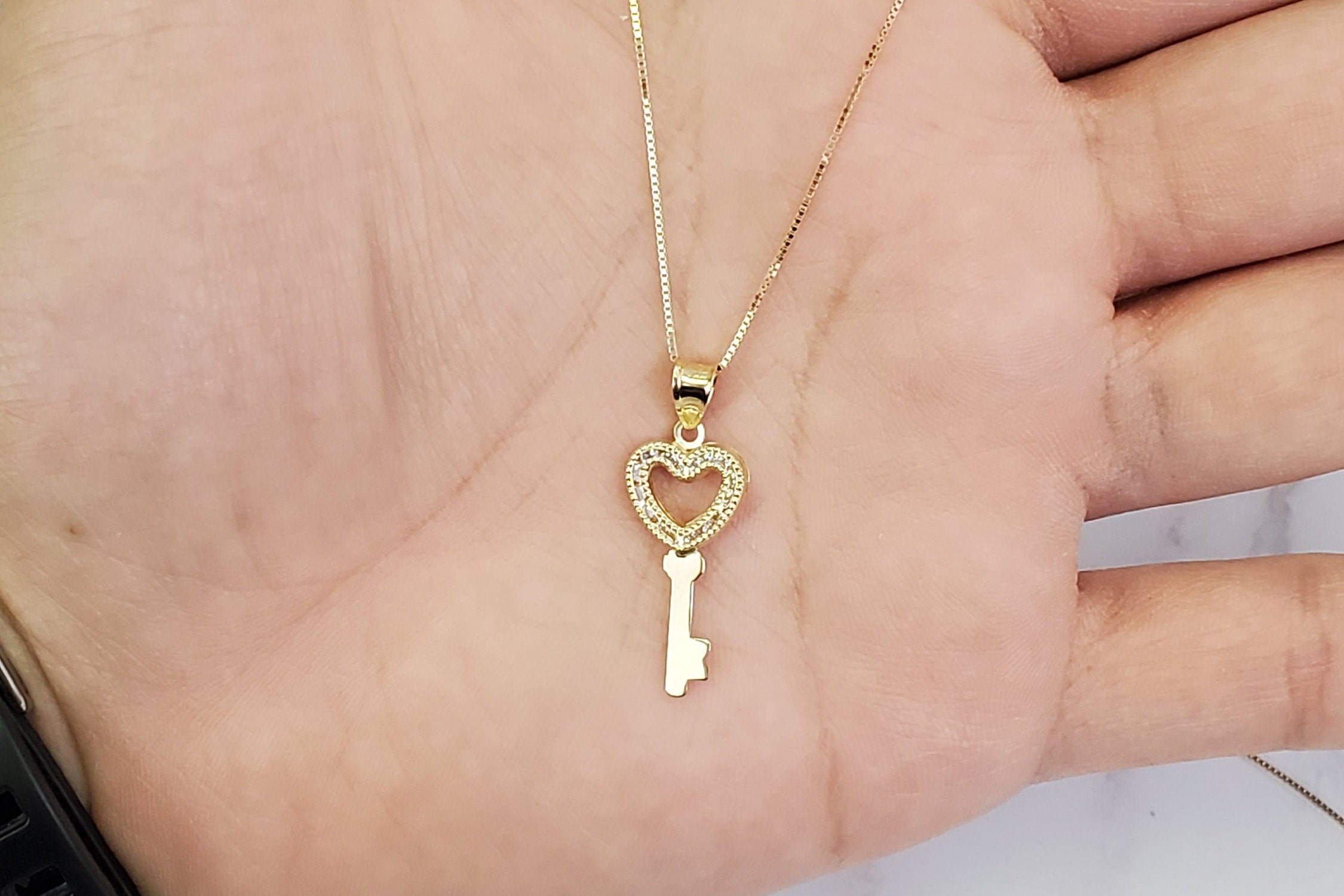 10K Gold Authentic Heart Charm Pendant with CZ for Men Women Children Kids 10K Gold Authentic Heart Charm Pendant with CZ for Men Women Children Kids