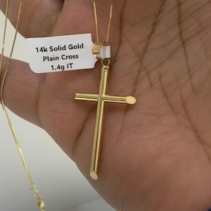 14k Solid Real Gold Cross Crucifix Necklace Religious Solid Gold Charm Pendant Charm Jewelry With Box Chain Necklace 14k Real Gold Cross