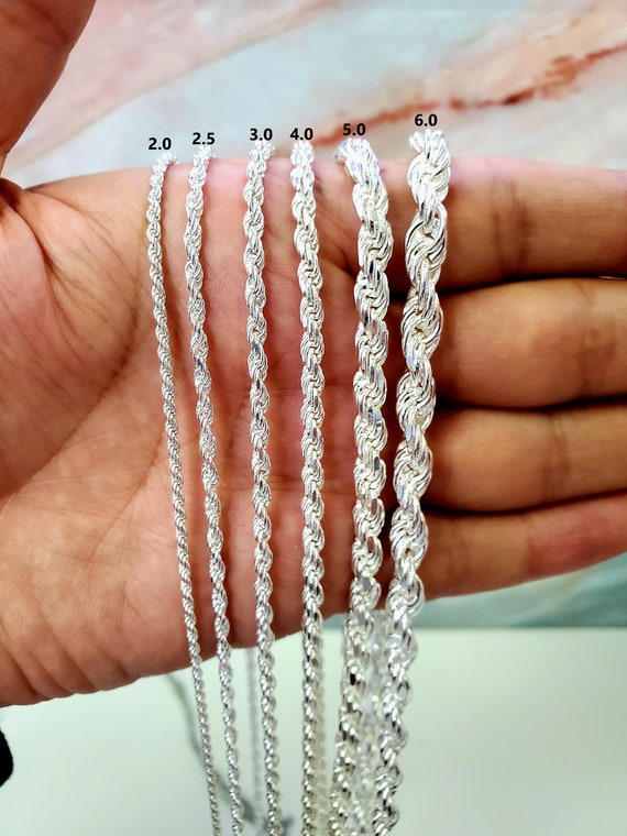 Guaranteed 925 Sterling Silver Thick Heavy & Solid Rope Chain Necklace