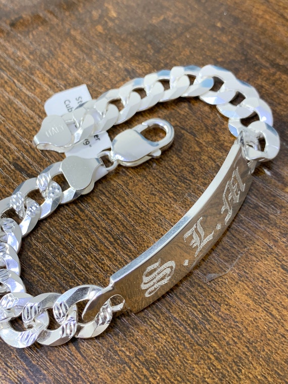 Bracciale Uomo Papà Argento 925 Incisione Nomi Figli Piastrina Maglia - Foto 10