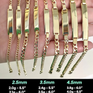 Real Gold New Born Kids Mens and Womens 10K Yellow Gold Cuban Curb Link Personalized Custom ID Engravable Bracelet Esclava FREE ENGRAVING