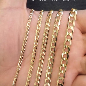 Solid 10K Yellow Gold Curb Cuban Link Mens Bracelet 10mm 9