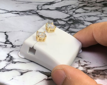 Orecchini A Perno Uomo E Donna In Moissanite (0.6-3ct) Creato In Laboratorio, Placcati Oro Bianco 18K Su Argento 925 - 3