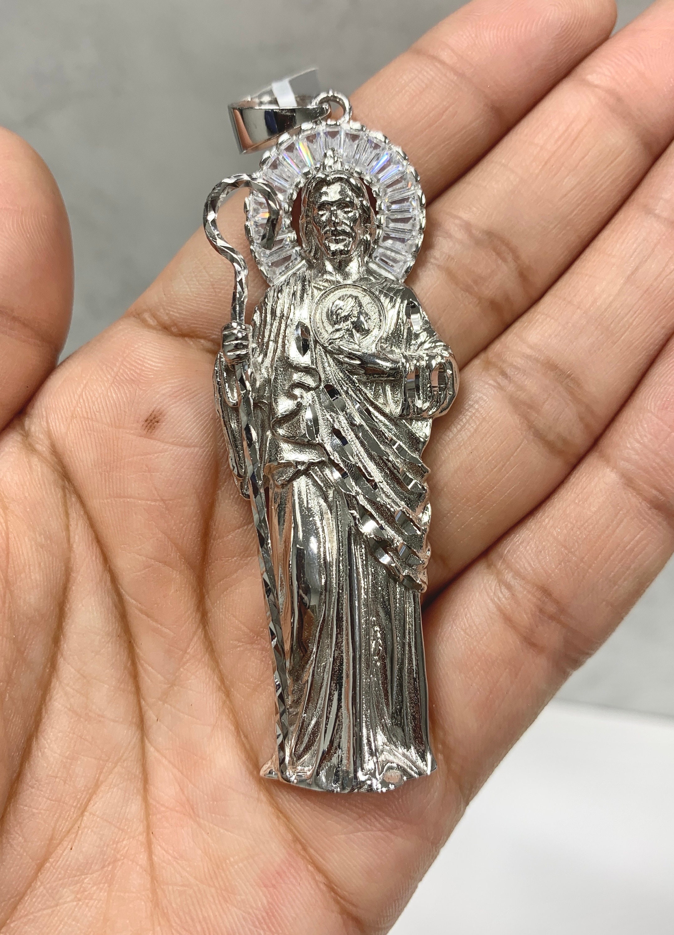 925 Sterling Silver St Jude Religious Solid Silver Medal Pendant Charm ...
