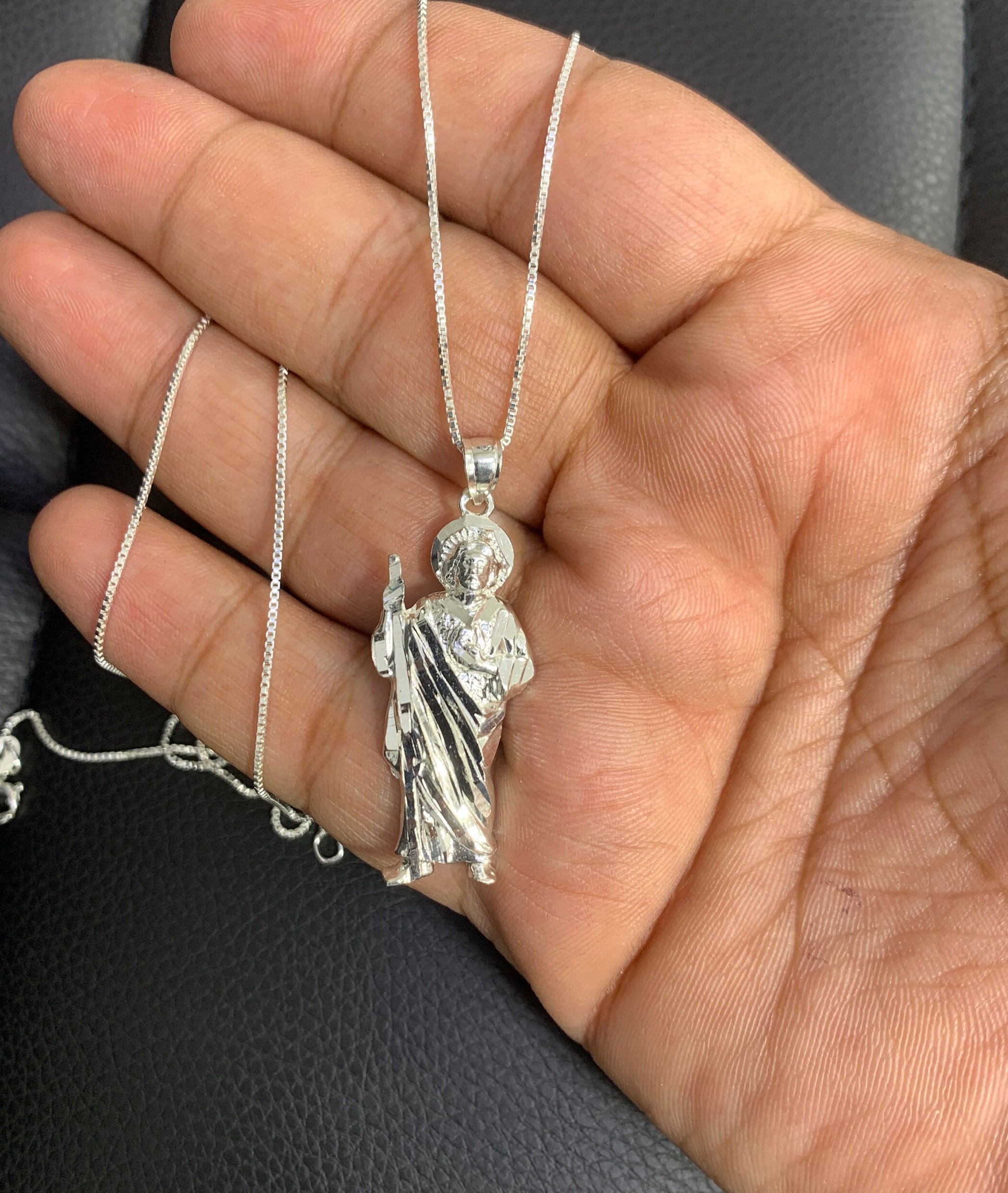 925 Sterling Silver St Jude Religious Solid Silver Medal Pendant Charm ...