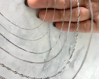 Real 10K White Gold Box, Rollo, Box, Franco, Singapore Chain Necklace For Pendant Charms Men Women Gifts for Him Her