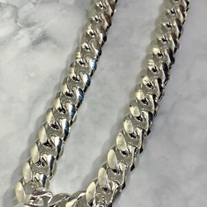 Meilanduo Solid 925 Sterling Silver Miami Cuban Link Chain – 10mm, 22", Men's Hip-Hop Style