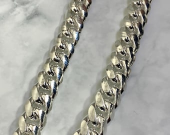 Solid Miami Cuban Link 925 Sterling Silver Chain Necklace for Men