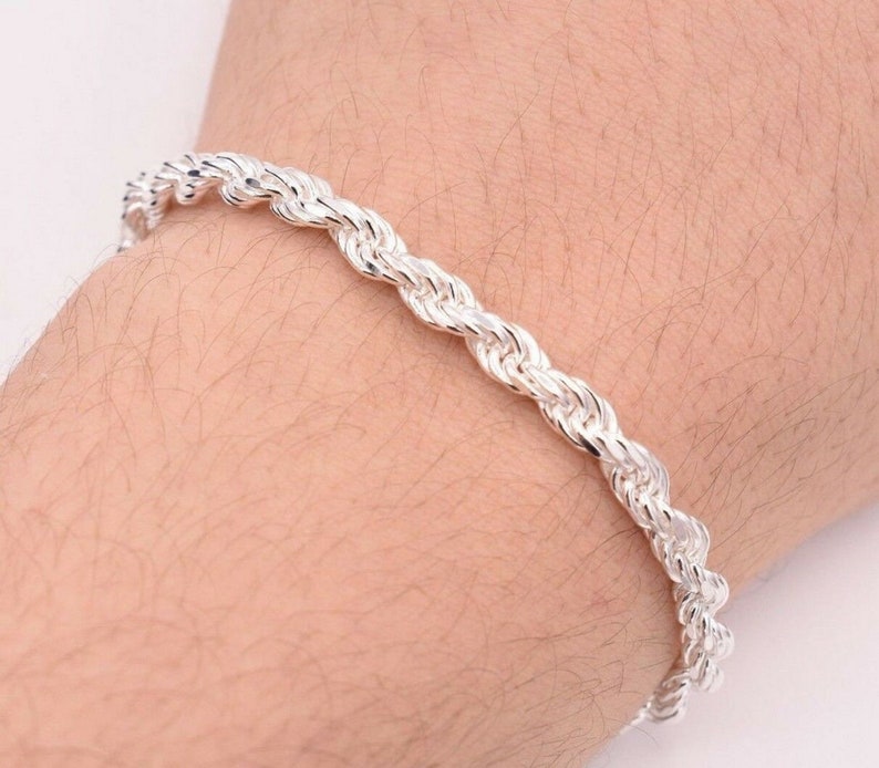 Real 925 Sterling Silver Made In Italy Solid Rope Bracelet / Etsy