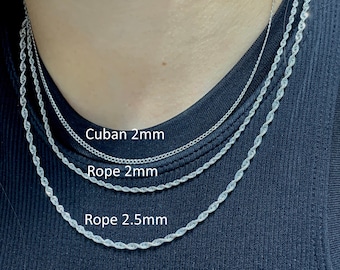 Real 10K White Gold Curb Link Cuban Diamond Cut Sparkling Rope Chain Necklace For Pendant Charms Men Women Gifts for Him Her