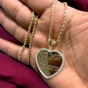 10K Solid Gold Heart Pendant CZ Customized Name Pendant Block 3D Mounted Letters Personalized Jewelry Gift For Her Necklace Optional