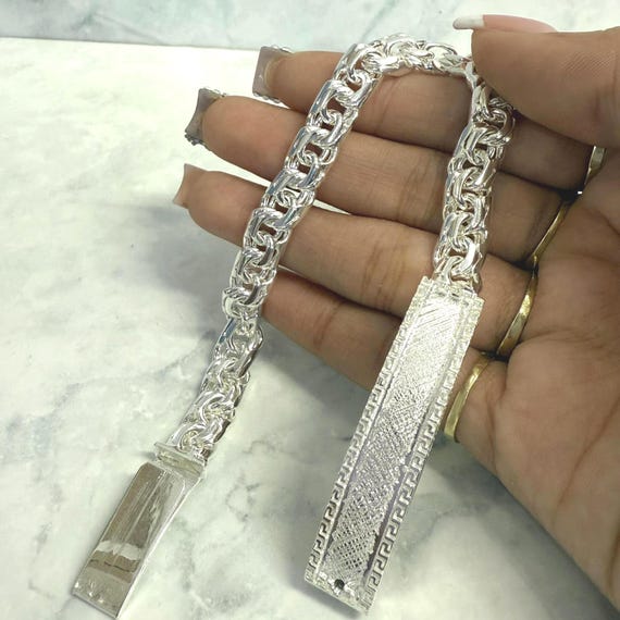Solid Custom Chino Link 925 Italian Sterling Silver Personalized
