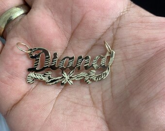 10K 14K Solid Real Gold Customized Name Pendant Cursive