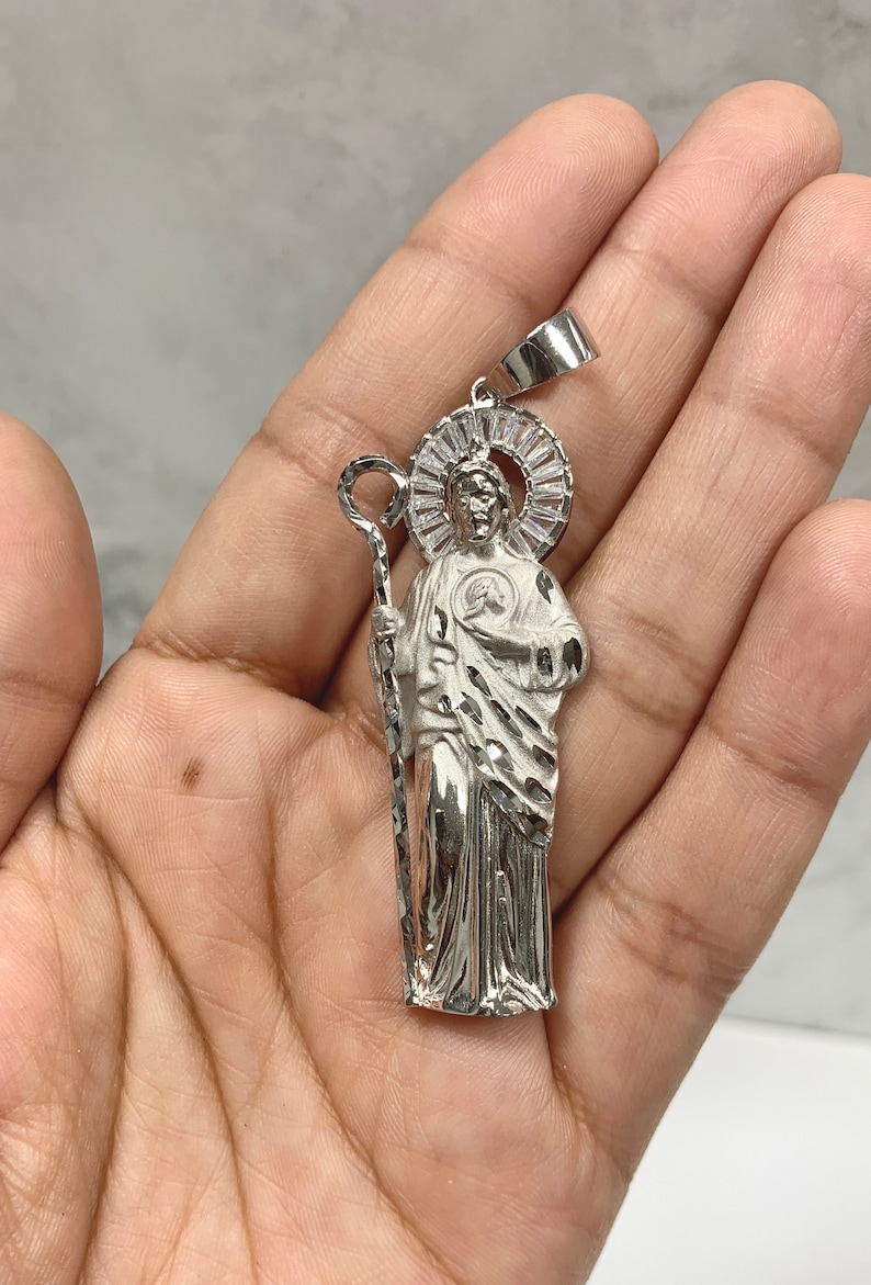925 Sterling Silver St Jude Religious Solid Silver Medal Pendant Charm ...