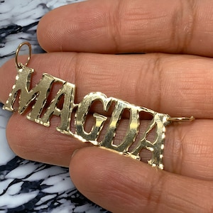 10K 14K Solid Real Gold Customized Name Pendant Block Letters Diamond Cut Jewelry Personalized Gift For Him and Her