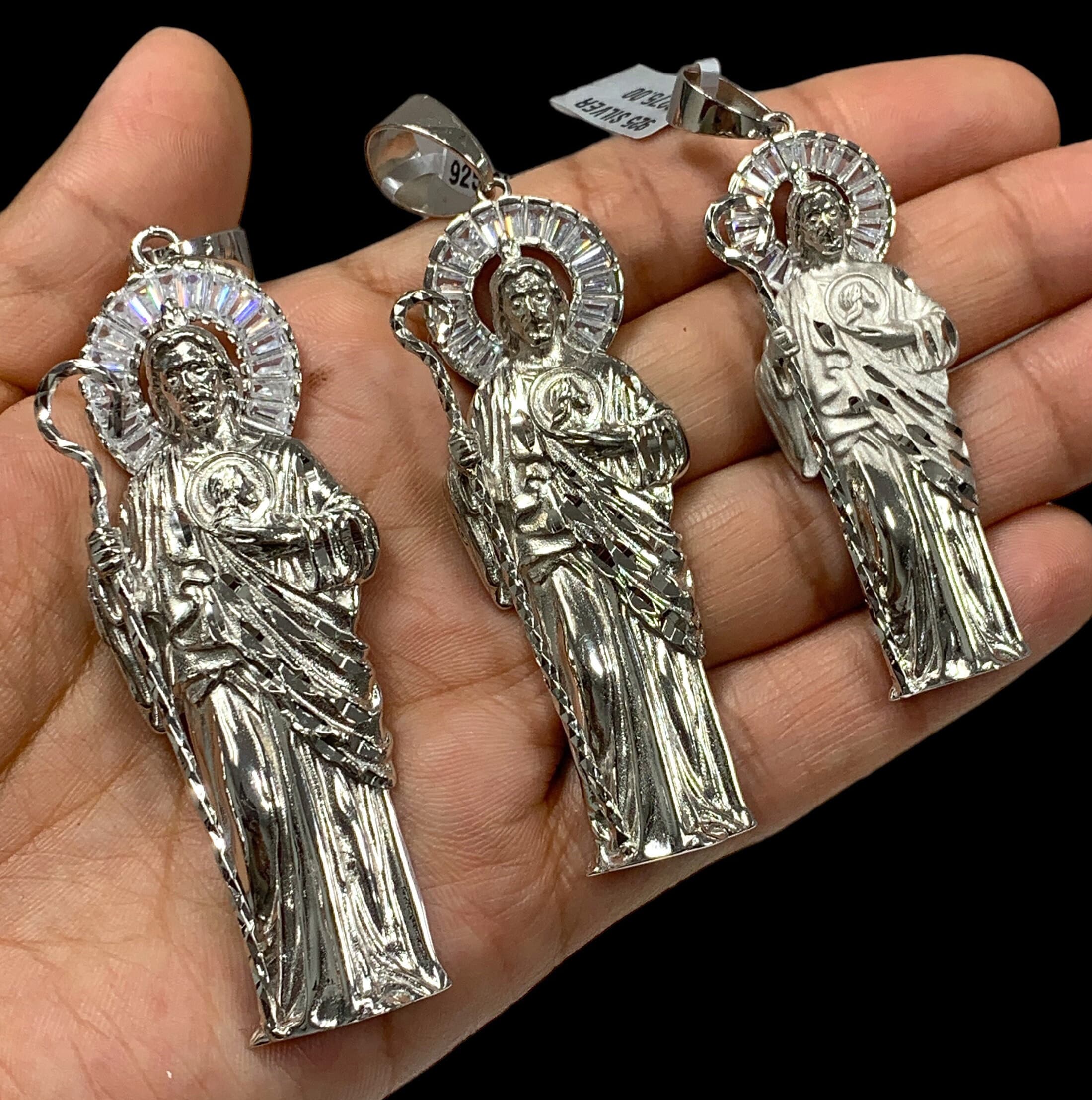 925 Sterling Silver St Jude Religious Solid Silver Medal Pendant Charm ...
