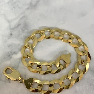 10K Solid Yellow Gold Pave Curb Cuban Link Bracelet Mens Heavy Solid Esclava 12mm 9 Inches Real 10 Karat Gold