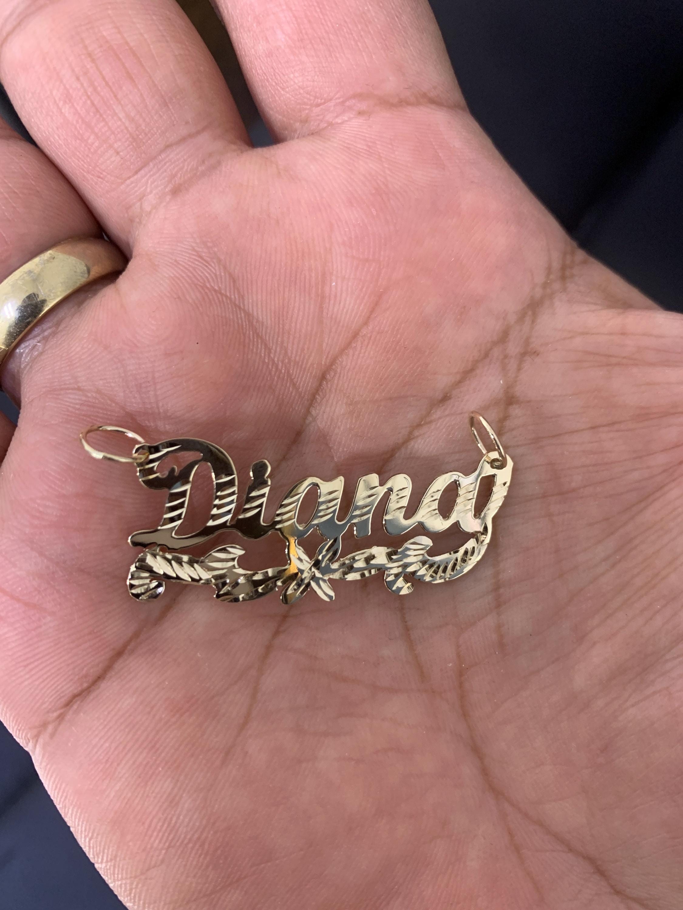 10K 14K Solid Real Gold Customized Name Pendant Cursive