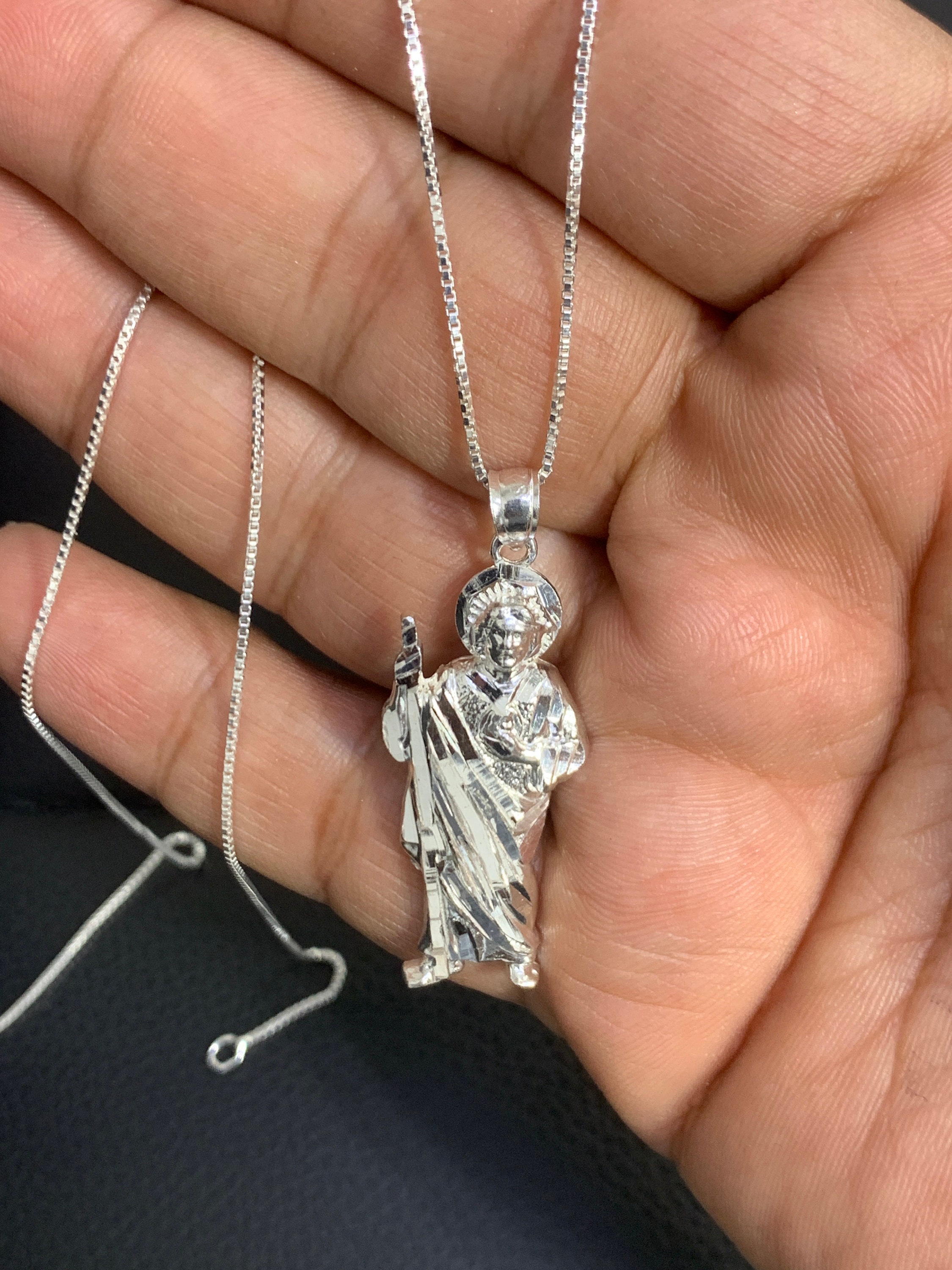 925 Sterling Silver St Jude Religious Solid Silver Medal Pendant Charm ...