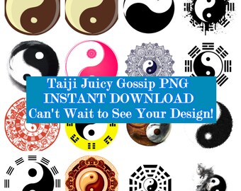 101 Bagua & Taiji PNG Clipart | Taoist Symbols for Designers, Memes, Tattoos | Printable Spiritual Humor Vector-Like Icons  Instant Download