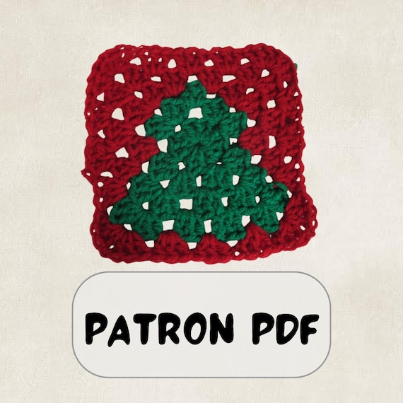 Modèle facile de carré grand-mère Sapin de Noël au crochet, Fichier PDF modèle de carré grand-mère sapin, Modèle au crochet, Sapin de Noël