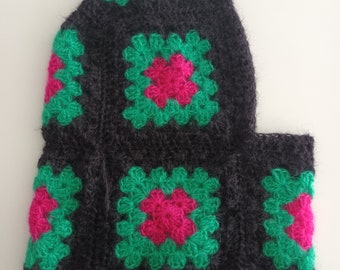 Cagoule en granny squares, en crochet, handmade