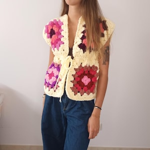 Easy Crochet Granny Square Tie Cardigan Pattern, One Size Women&#39;s PDF Pattern, Crochet Cardigan Pattern