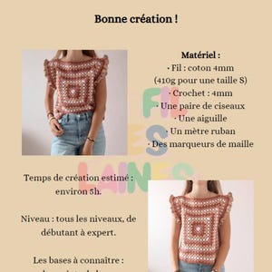 Easy crochet granny square summer top pattern, PDF pattern file for women's sizes XSS - 5XL, Crochet summer top pattern image 2