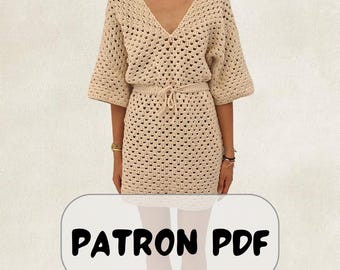 Easy crochet boho summer dress pattern, PDF pattern file for women sizes XS - 5XL, Crochet dress pattern, Boho dress