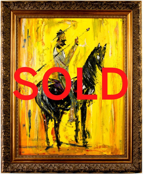 SOLD DeGraziaTribute Original Oil Painting on Canvas Panel 18x14 Fine Art Quality Abstract Modern Realism Horse Cowboy Arizona Home