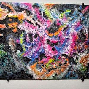 Neon Galaxy Painting – Fluorescent colors , UV Reactive ,Abstract Wall Art, handmade