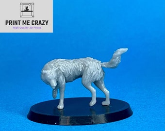 32mm Wolf Miniature, Resin 3D Printed Animal